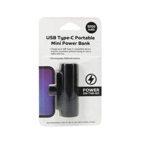 USB-C Portable Mini 3000mAh Power Bank