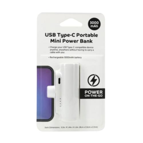 USB-C Portable Mini 3000mAh Power Bank